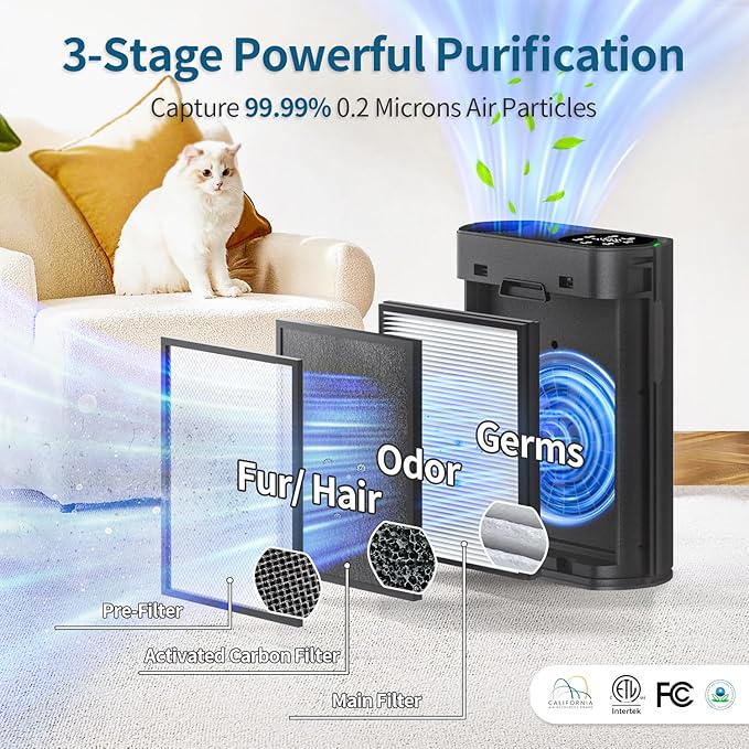 Powerful Air Purifiers for Home Large Room Up to 2400 Ft², ECOSELF HEPA Air - Image 3