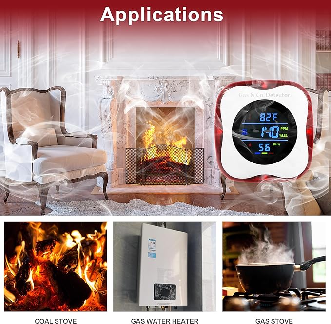 2 Packs Plug in Gas & Carbon Monoxide Detectors, 4-in-1 Natural Gas Leak - Image 5
