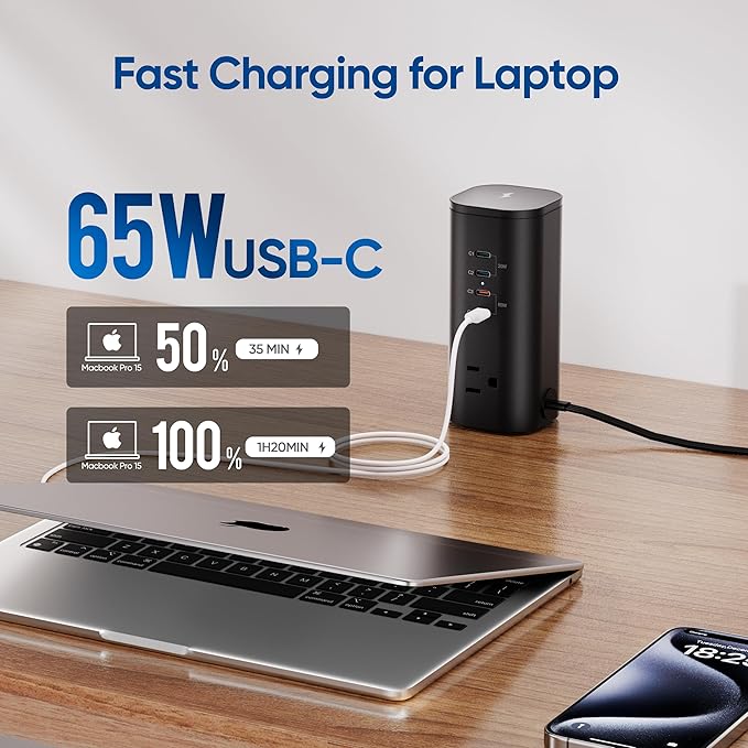 Flat Plug Surge Protector Tower, TenTrend Power Strip Tower - Image 3
