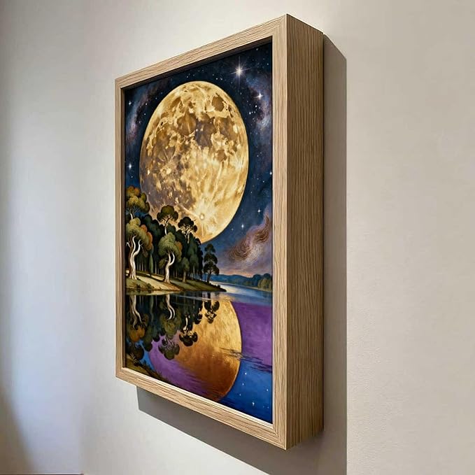 URVIP LED Glowing Photo Frame, 3D Starry-Sky Blue Moon Wall Art, 9x12 Inches - Image 4