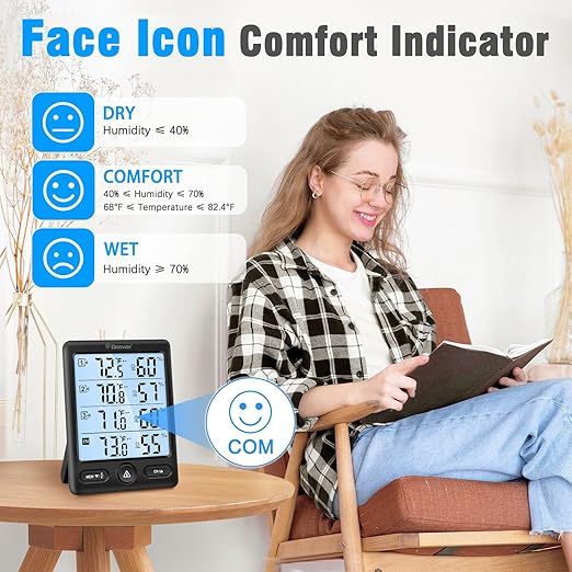 Geevon Indoor Outdoor Thermometer Wireless 3 Remote Sensors, 5-Inch Display - Image 6