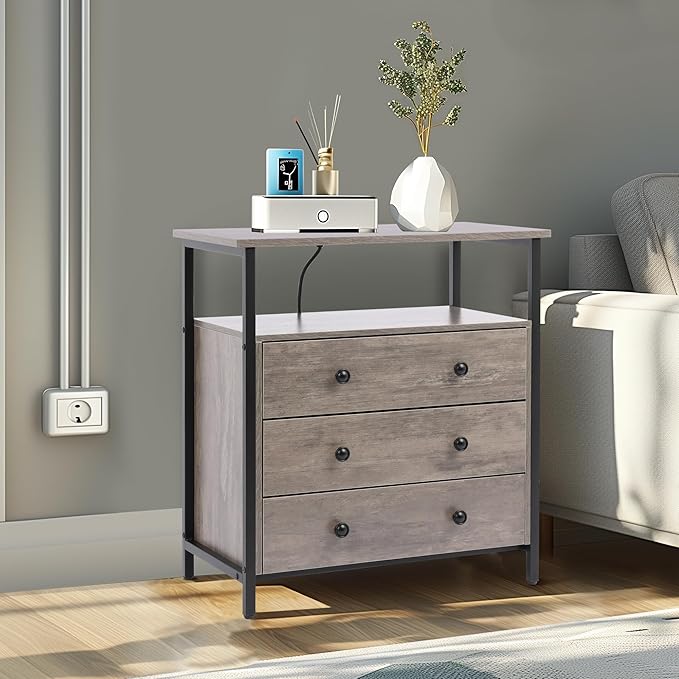 Edbuosy 3 Wooden Drawers Night Stand, 27 Inch Wide Nightstand - Image 8