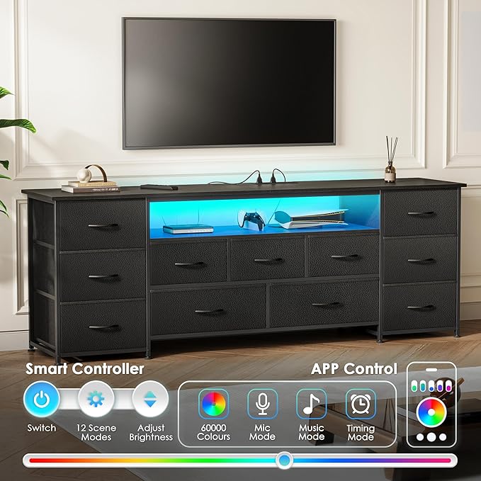 Huuger 63 Inch TV Stand for 65, 70 Inch TV, 11 Drawer Long Dresser - Image 4