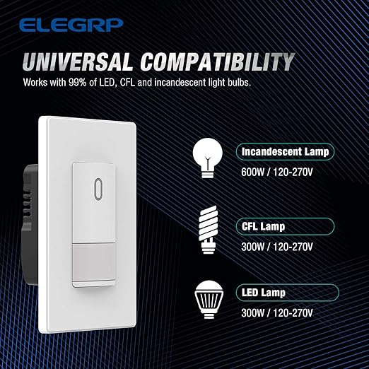 ELEGRP Single Pole Occupancy Motion Sensor Light Switch, Need Grounding Wire No - Image 4