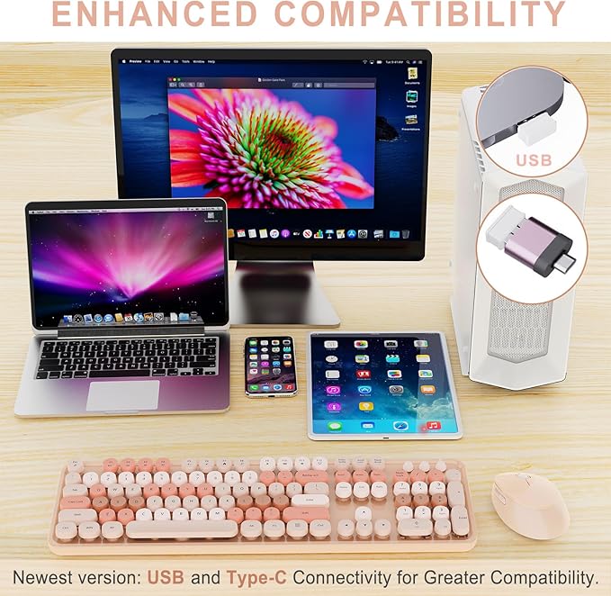 Wireless Keyboard and Mouse, Full-Size Typewriter Keyboard - Image 7