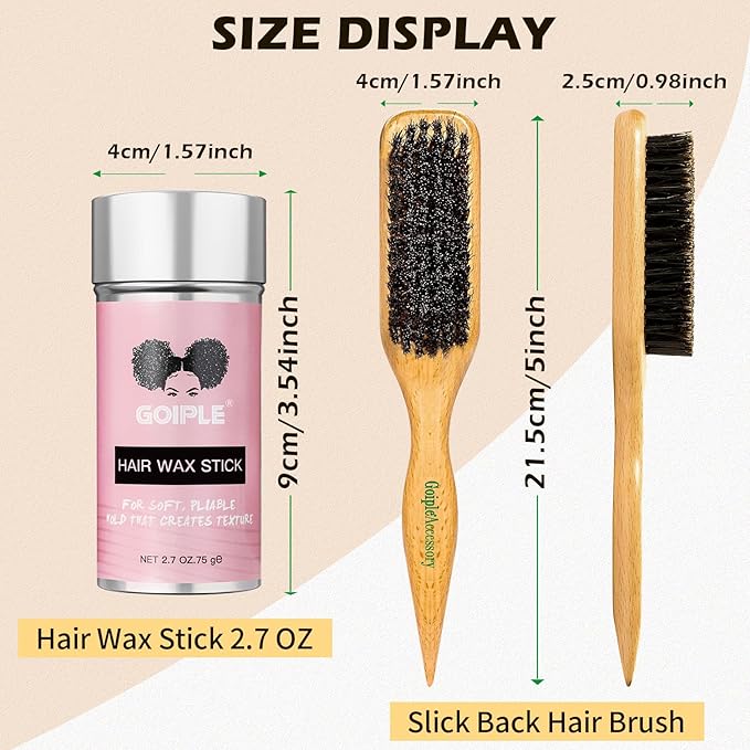 Slick Back Hair Brush & Wax Stick Set - Image 4
