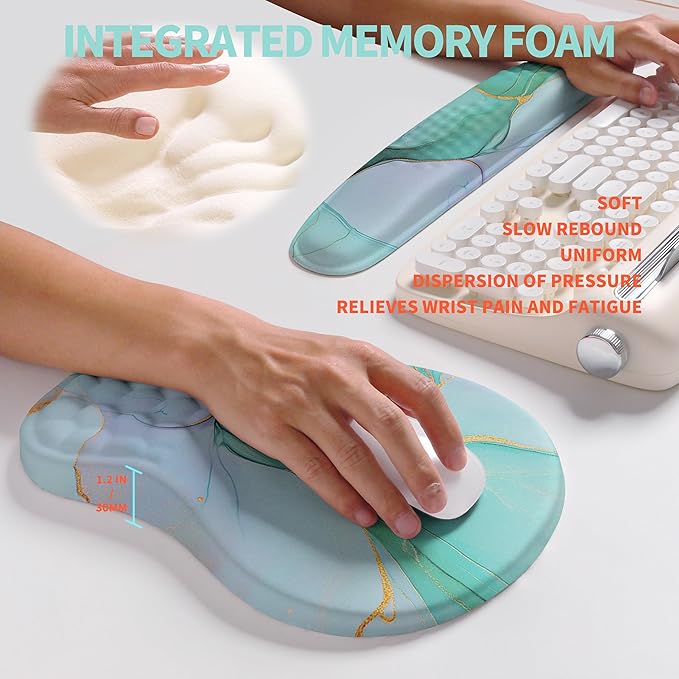 KUOSGM 2-in-1 Ergonomic Set, Wave Rise Keyboard Wrist Rest and Massage Bulge - Image 4