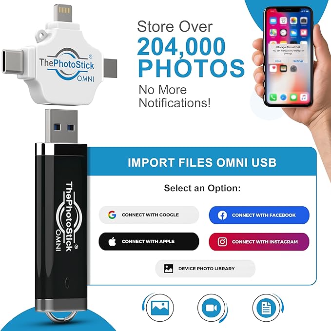ThePhotoStick® Omni 128GB USB Flash Drive & Memory Stick – Photo & Video Backup - Image 4
