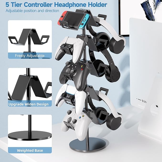 Qpfctwil Controller Stand, 5 Tier Controller Headphone Holder - Image 2