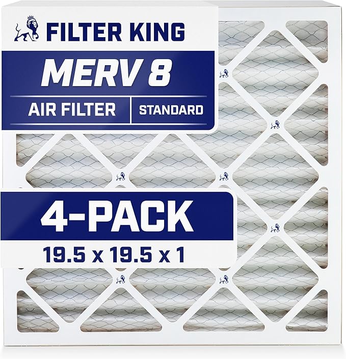 Filter King 19.5x19.5x1 Air Filter | 4-PACK | MERV 8 HVAC Pleated A/C Furnace by FilterKing