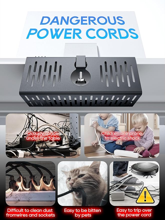 NODOCA No Drill Under Desk Cable Management Tray, Punch-Free Clamp on, Metal - Image 2