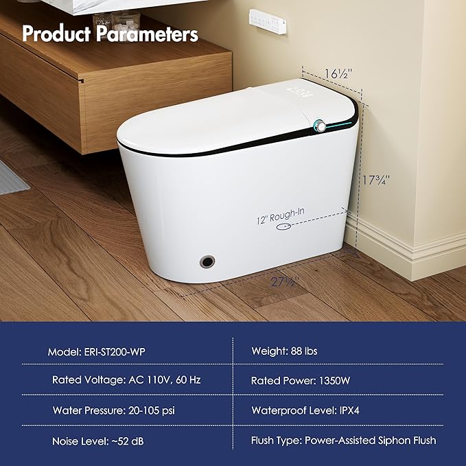Eridanus Smart Toilet with Bidet Built in, One Piece Bidet Toilet - Image 14