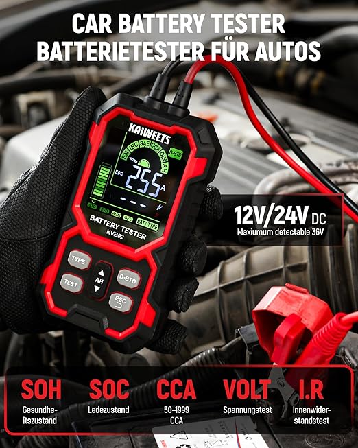 KAIWEETS Car Battery Tester, 12V/24V Automotive Battery Diagnostic Tool - Image 2