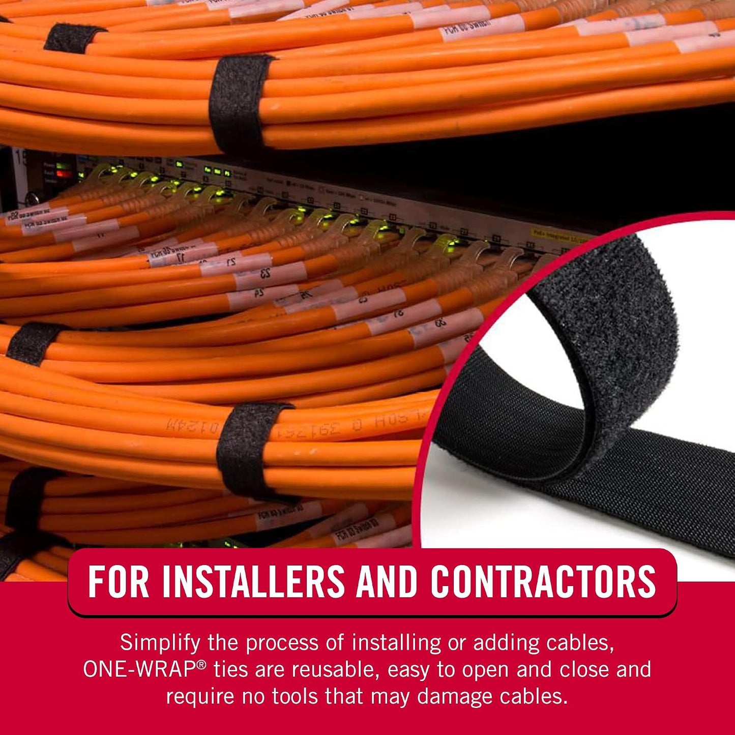 VELCRO Brand Cut to Length Straps Heavy Duty | 45 Ft x 3/4 in | ONE-WRAP Self-Gripping Double Sided Roll | Bundling Ties Fasten to Themselves for Secure Hold, VEL-30834-AMS, Black