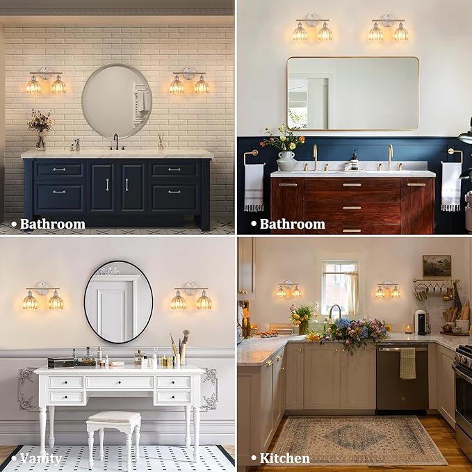 Shenmoyl Bathroom Light Fixtures, 2-Light Vanity Wall Light Over Mirror - Image 3