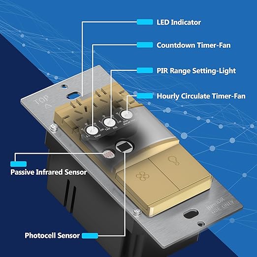 LIDER Humidity Sensor Switch and Motion Sensor Light Switch, PIR Sensor - Image 5