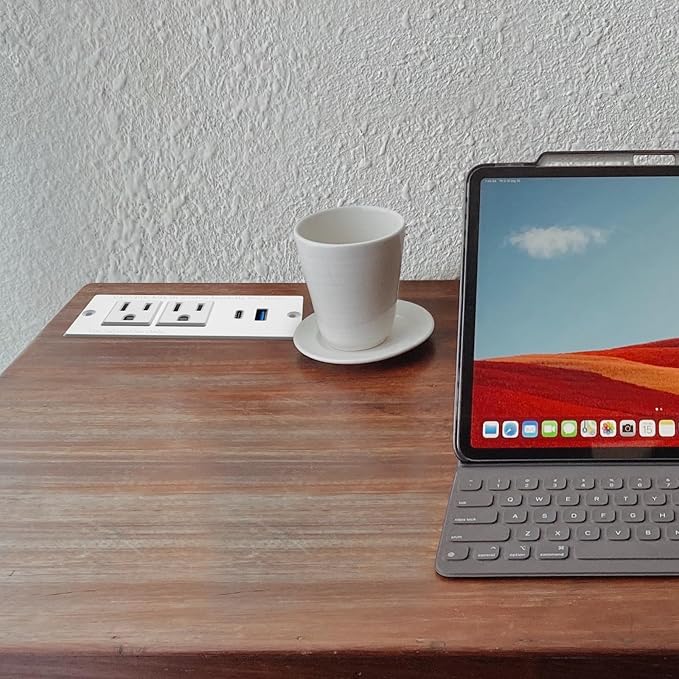 USB C Recessed Power Strip Fast Charge Desktop Power Station 2 Outlets 2 USB - Image 6