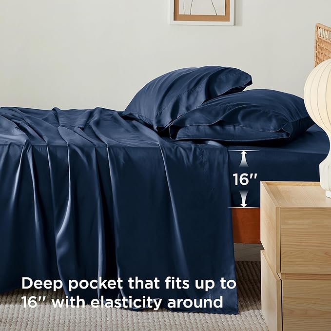 Bedsure Queen Sheet Set, Rayon Derived from Bamboo, Cooling Sheets, Breathable - Image 4
