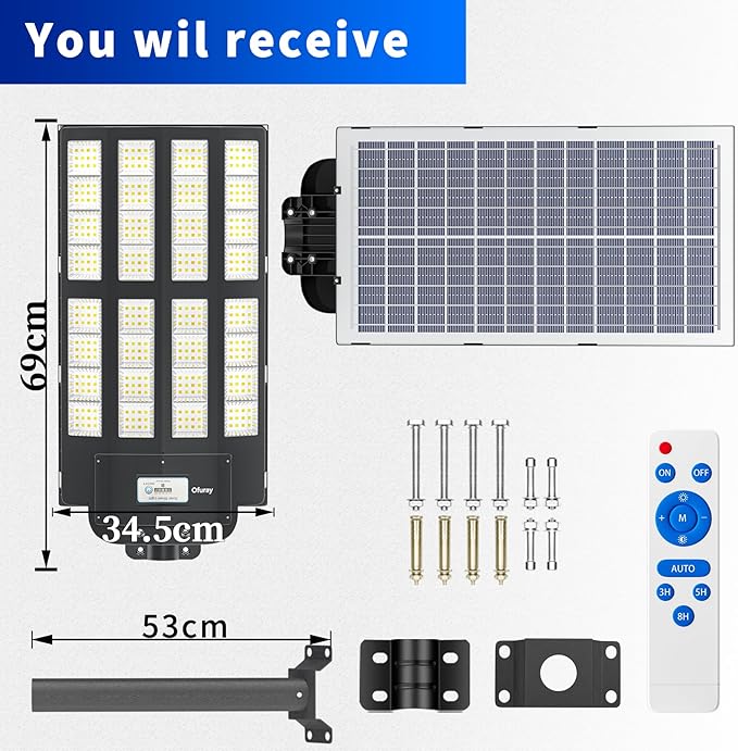 Ofuray Of-6200W Solar Street Lights Outdoor, 620000LM Solar Security Flood - Image 7