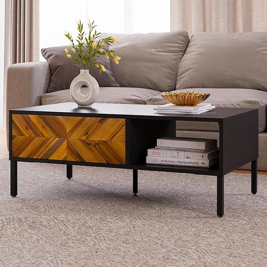 Bme Vivian Coffee Table, Solid Acacia Wood Living Room Center Table, Rustic by Bme