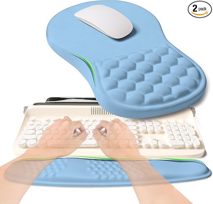 KUOSGM 2-in-1 Ergonomic Set, Wave Rise Keyboard Wrist Rest and Massage Bulge by KUOSGM