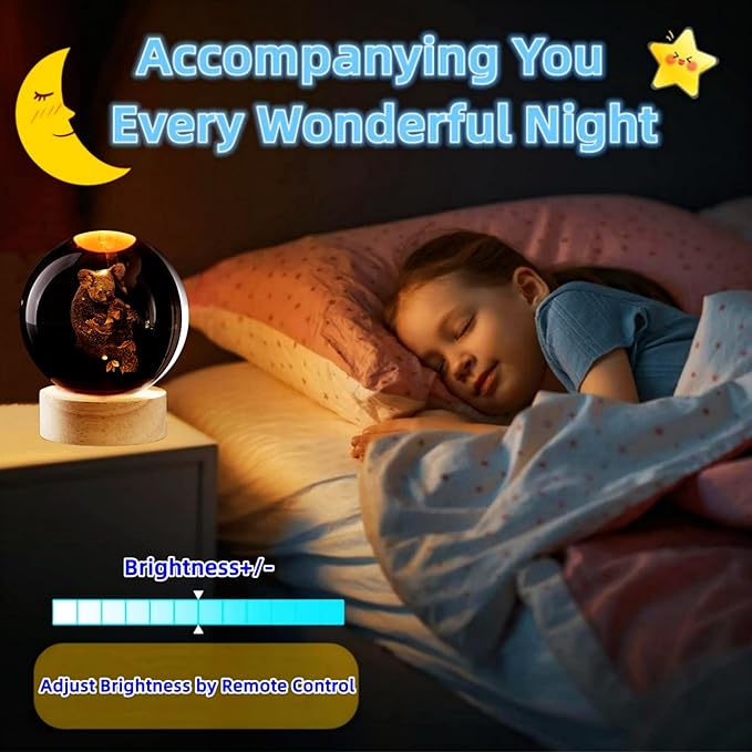 Conalisk 3D Koala Crystal Ball Lamp, Lifelike Bear Crystal Night Light - Image 4