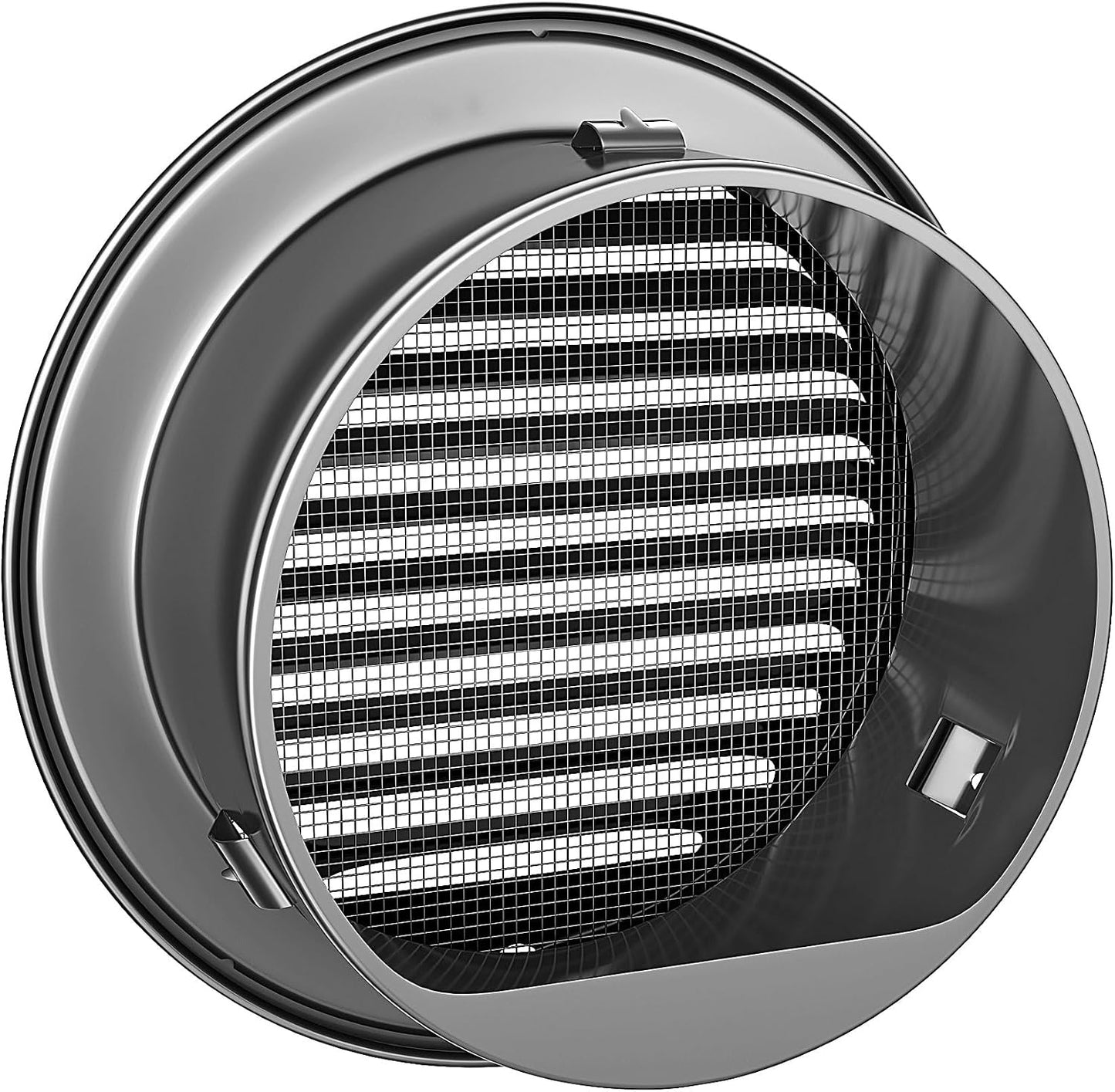 6" in Heavy Duty Thickened 304 Stainless Steel Air Vent Cover Louvered Grille Cover Vent Hood Flat Ducting Ventilation Air Vent Wall Air Outlet with Fly Screen Mesh for House (6inch-150mm Flat Black)