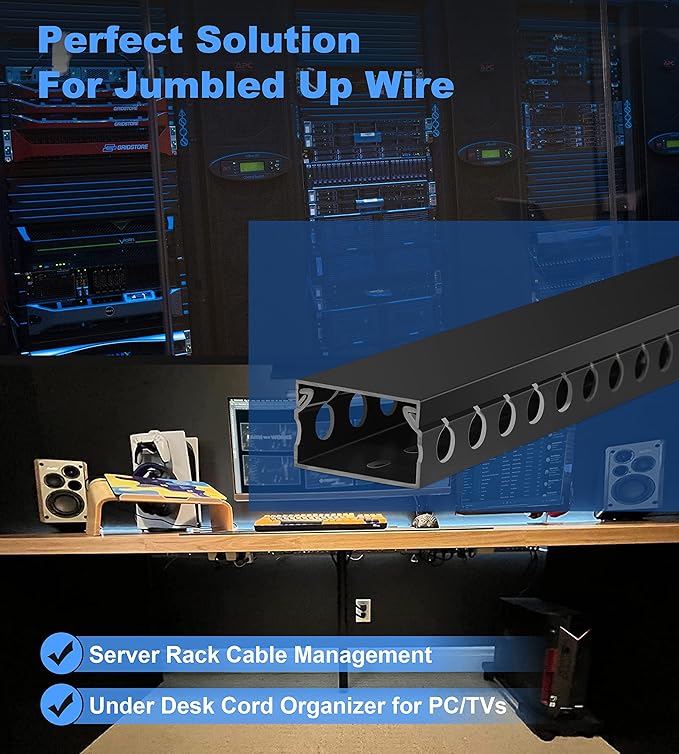 ZhiYo Cable Raceway 156in, Server Rack Cable Management Under Desk Cord - Image 6