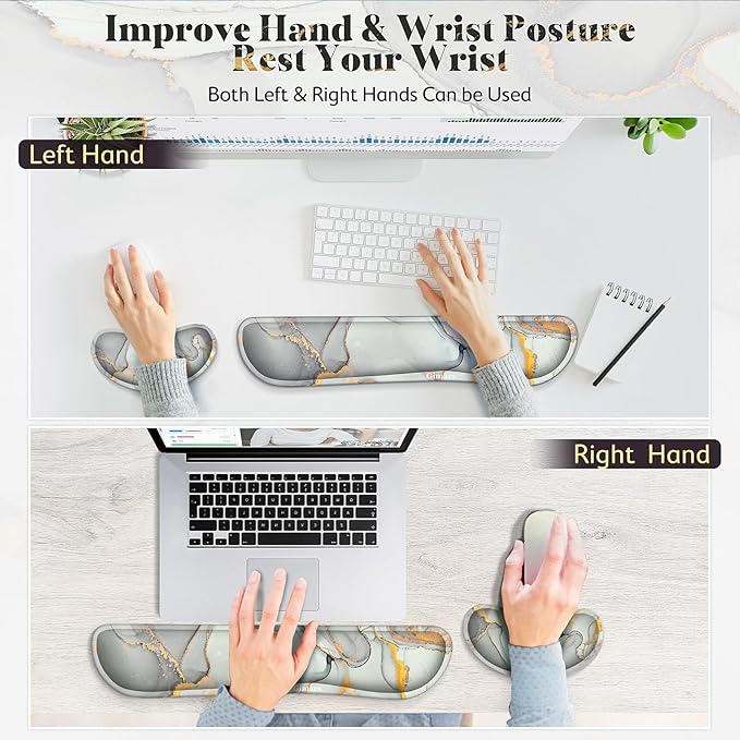 Gimars Upgrade Enlarge Gel Memory Foam Set Keyboard Wrist Rest Pad, Mouse Wrist - Image 6