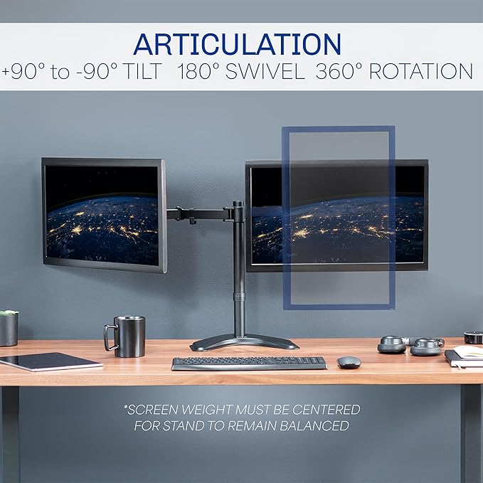VIVO STAND-V002F Dual LED LCD Monitor Free-Standing Desk Stand - Image 4
