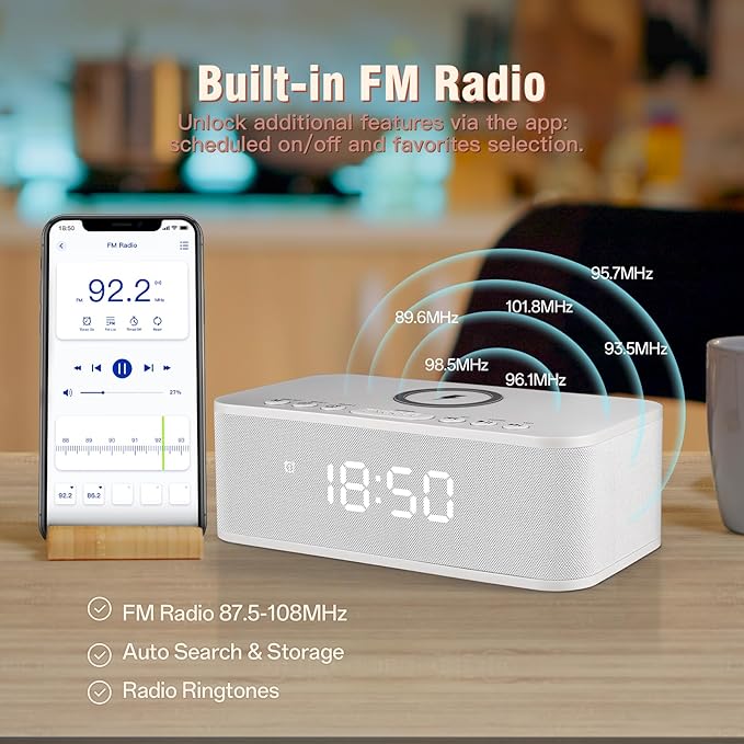 Dual Alarm Clock Radio Bedroom, Digital Alarm Clocks Bedrooms Bluetooth - Image 6