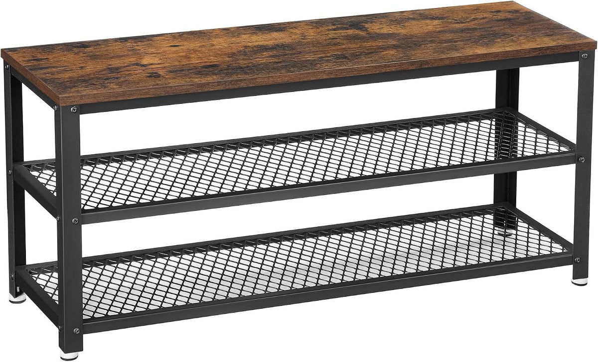 vasagle 3-tier shoe rack, storage bench with metal, main product view