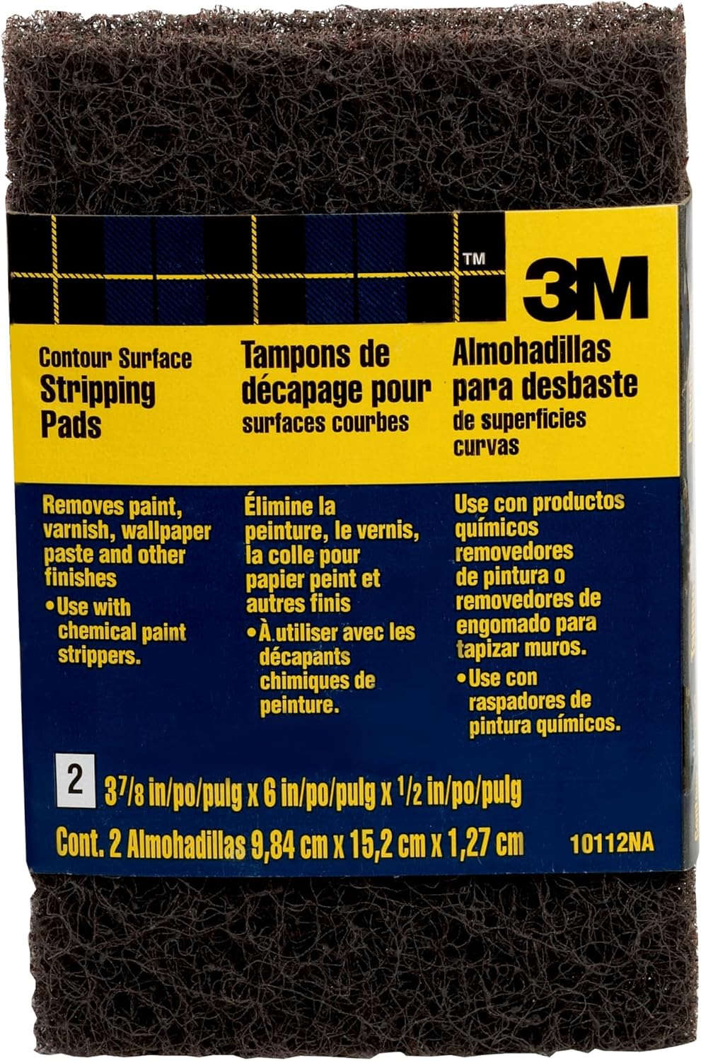 3M Heavy Duty Stripping Pads, 2 Count, 3-3/4 in x 6 in, Removes Paint, Varnish, Wallpaper Paste & Other Finishes Without Scratching Or Gouging The Surface (10112NA)