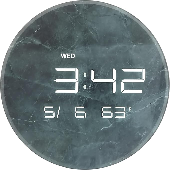 Nbdeal Digital Wall Clock with LED Display, Automatic Dimming, 12/24hr Format by Nbdeal