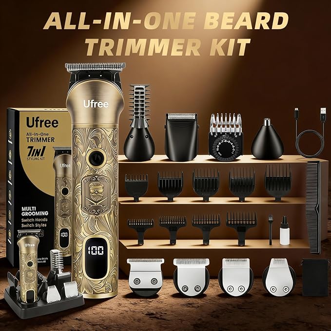 Ufree Beard Trimmer for Men, Electric Razor Shaver, Cordless Hair Clipper - Image 8