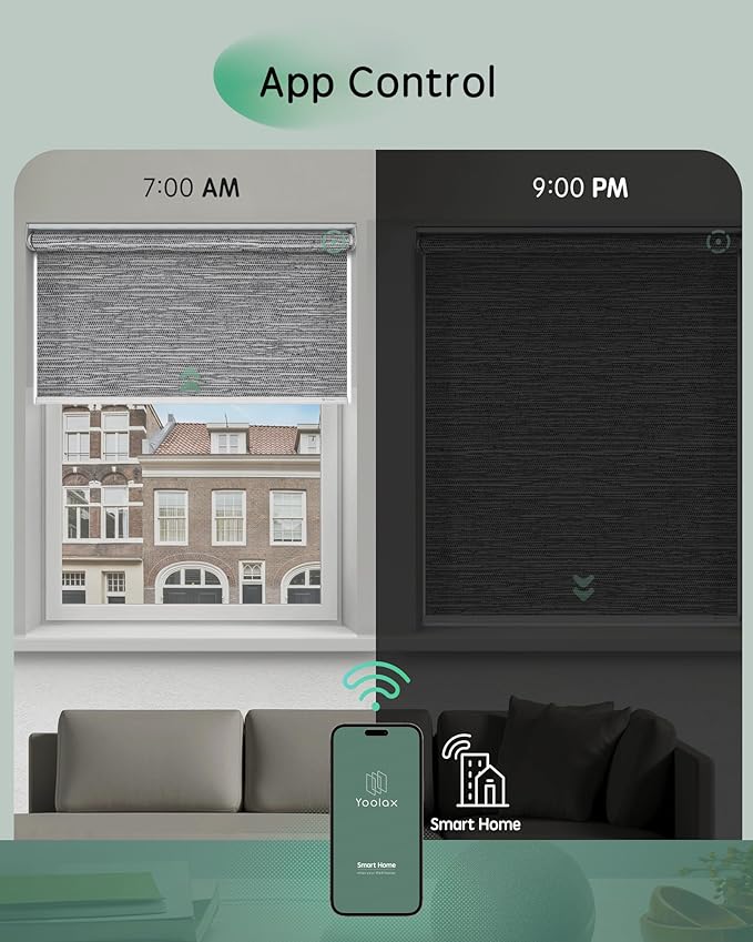 Yoolax Motorized Blinds App Control, Light Filtering Motorized Shades - Image 3