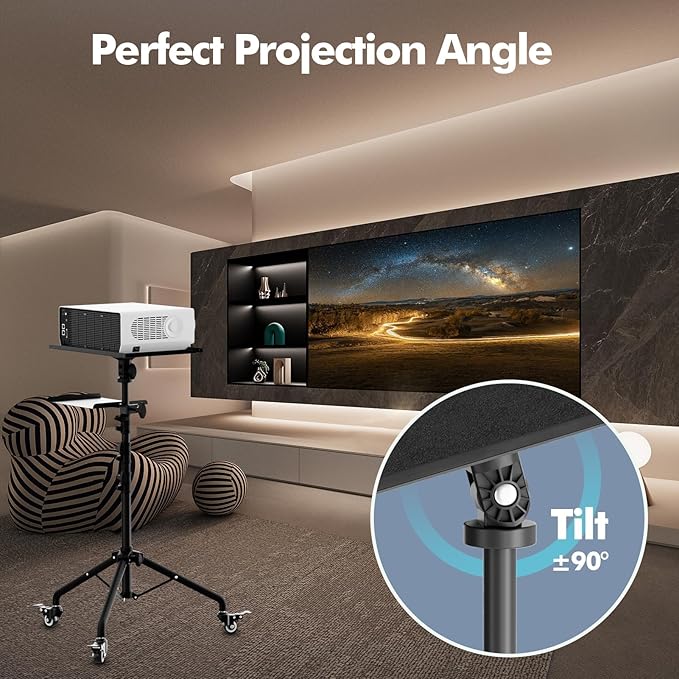 OUKMIC Projector Stand Tripod Laptop Tripod on Wheels - Image 5