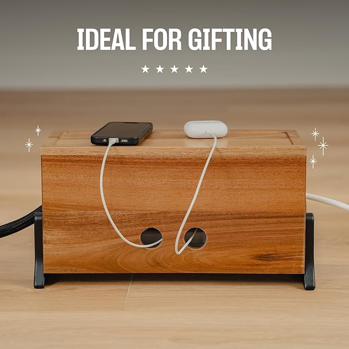 Extra Large Cable Management Box, Wood Cord Hider Box & Organizer - Image 6