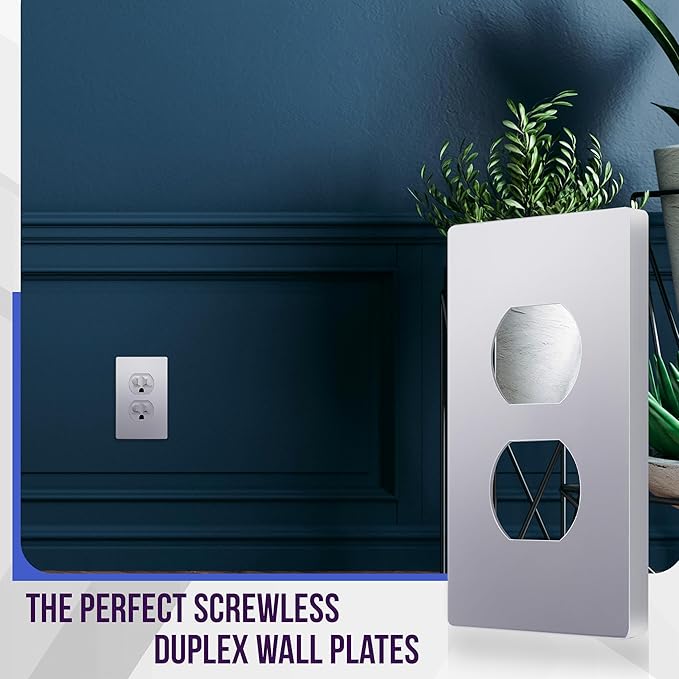 ENERLITES Elite Series Duplex Outlet Receptacle Cover, Screwless Wall Plate - Image 3