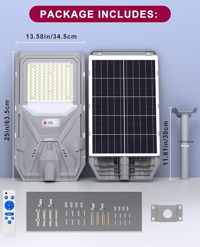 JAYNLT X-8500W Solar Street Lights, 6500K Commercial Parking Lot Light Dusk to - Image 7