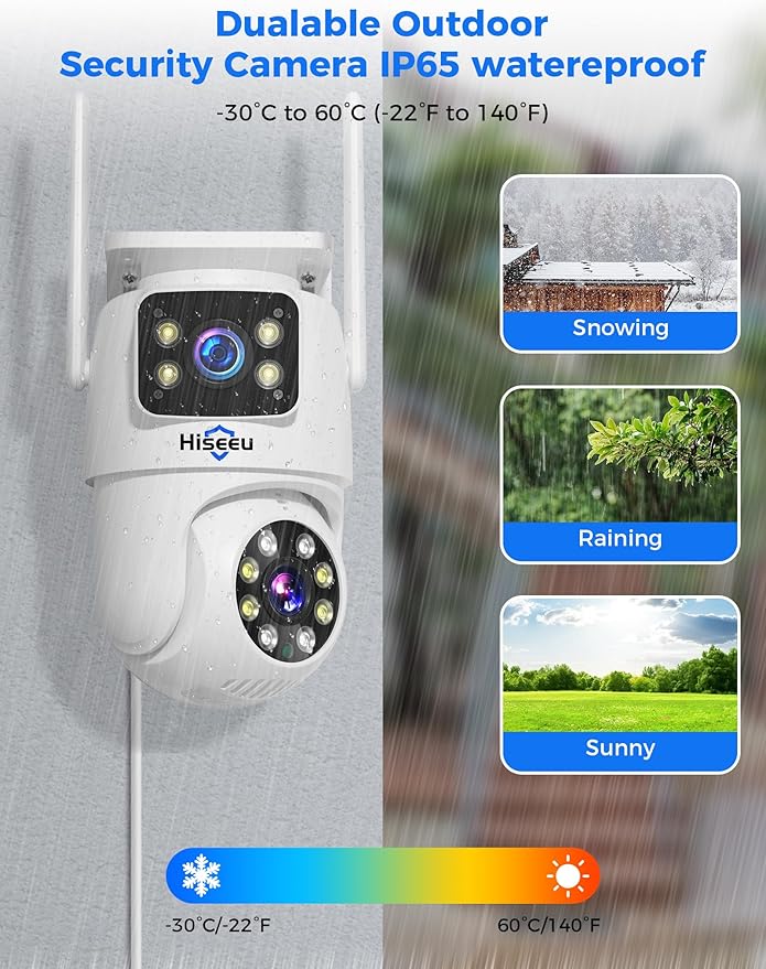 Hiseeu WiFi Security Camera Dual Lens 5G/2.4G WiFi PTZ Camera Outdoor, Power - Image 8