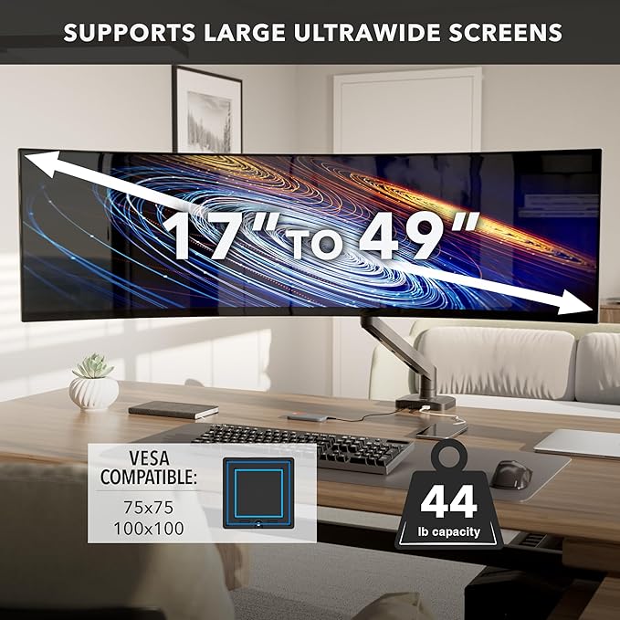 Mount-It! Proflex Series Heavy-Duty Monitor Desk Mount, Fits 17–49” Ultrawide - Image 2