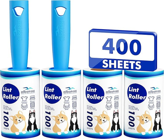 Extra Sticky Lint Roller, Mega Value Set 400 Sheets by AlbatrossHealthNewEngland