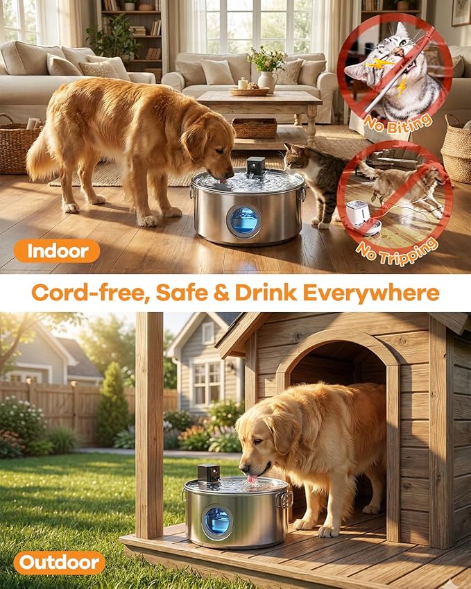12L/ 3.4Gal Wireless Automatic Dog Water Fountain - Image 5