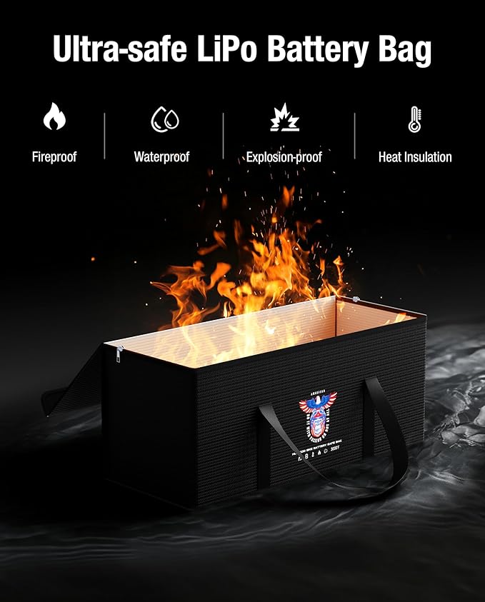 12V 200Ah LiFePO4 Lithium Battery Fireproof Safe Bag, Large Capacity - Image 2
