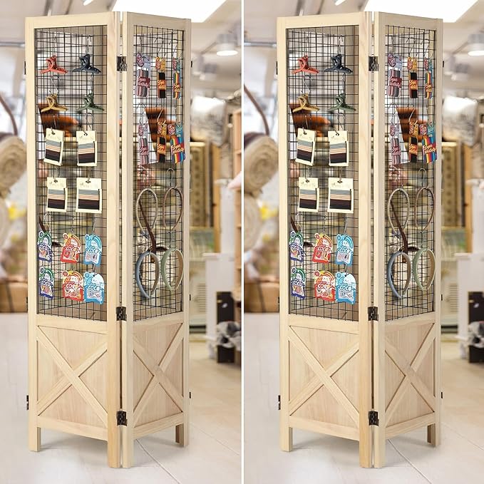 Wnutrees 4 Panel Gridwall Display, Portable Freestanding Display Board - Image 6