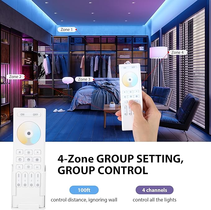XXK 4-Zone 2.4G Wireless RF Remote Control, 99ft 360 Control, 4 Channel Group - Image 3