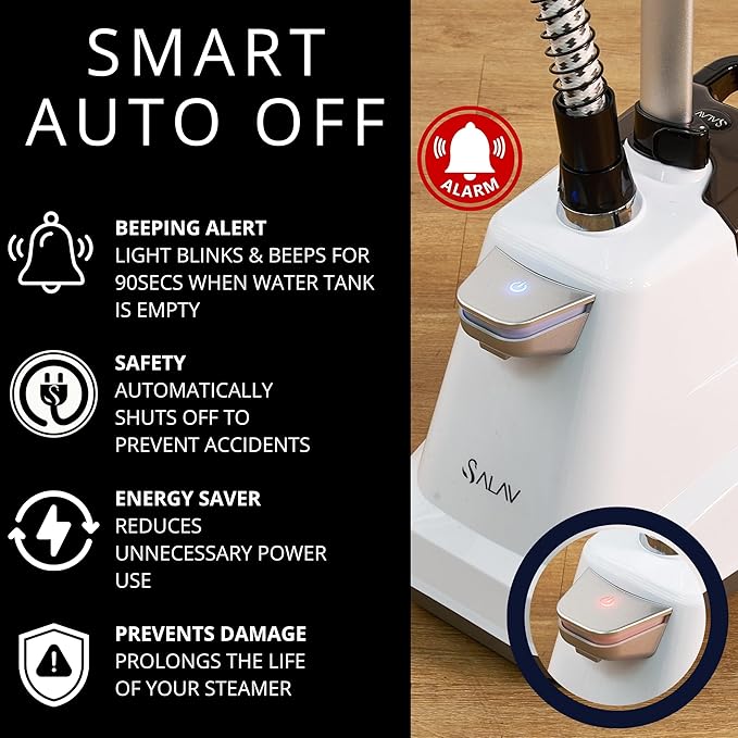 SALAV® Heavy Duty Smart Auto Shut-off Commercial Full-Size Garment Steamer - Image 3