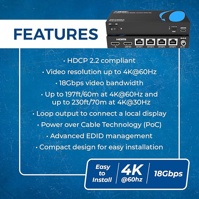 OREI 4K 1x4 HDMI Extender Splitter - Image 6