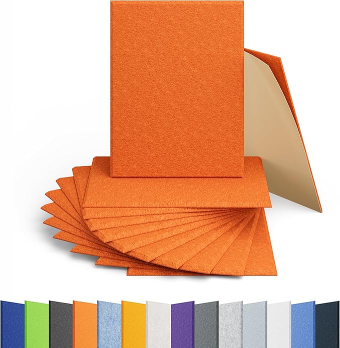 Amantech 12 Pack Acoustic Panels Self Adhesive Sound Proof Foam, High Density by Amantech